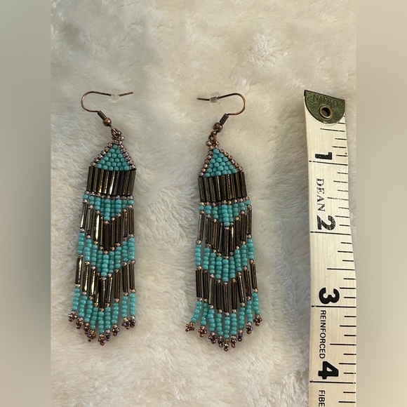 Handmade Beaded Dangle Earrings - Picture 6 of 8